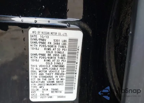 2014 Infiniti Qx70 z USA, uszkodzony, nr VIN JN8CS1MU6EM451903